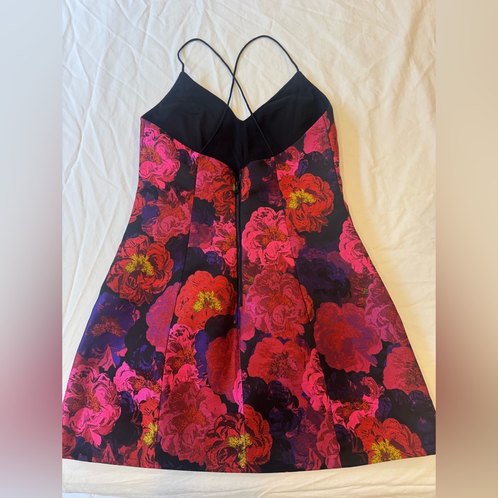 Alice + Olivia Vibrant Pink and Red Floral Mini Dress - Picture 3 of 5